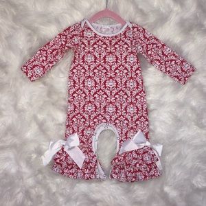 Red and white Ruffled now Romper